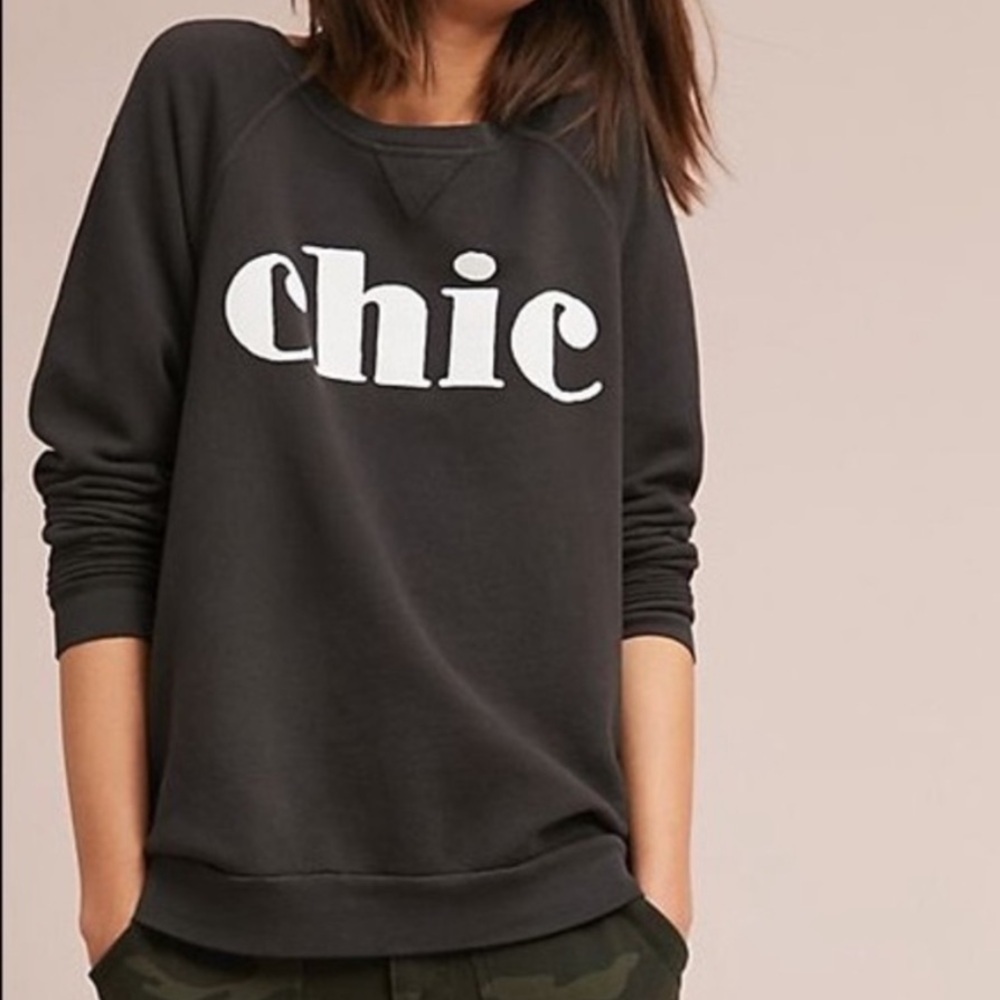 Anthropologie Charcoal 'Chic' Crewneck Sweatshirt